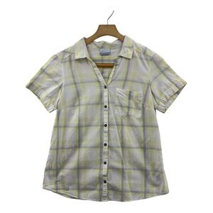 Columbia Women's Plaid Short Sleeve Button Up Shirt Size Medium